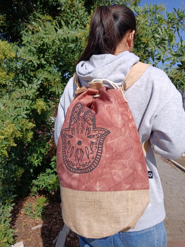 Sac à dos 100 % naturel - Terracotta effet délavé - Hamsa