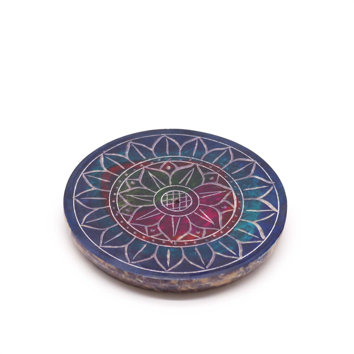 Porta-incenso Disco de Esteatita 8 cm - Lótus em Lótus