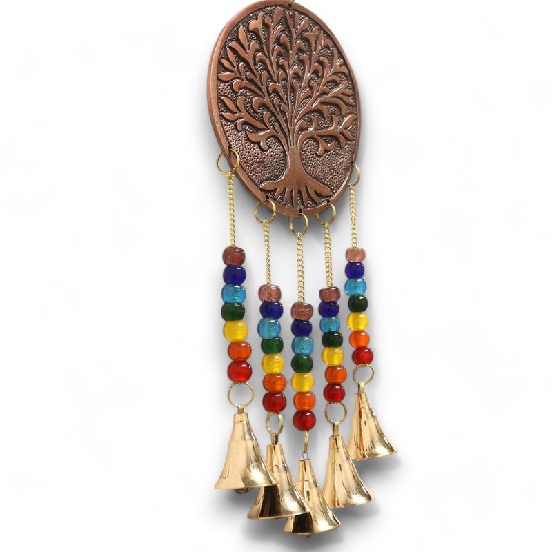 Indické Zvonkohry - Střední Strom Života - Chakra Korálky s 5 Zvonkami - 10x36cm