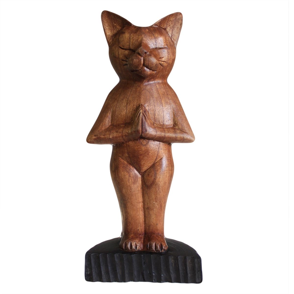 Gato de ioga esculpido à mão - Em pé