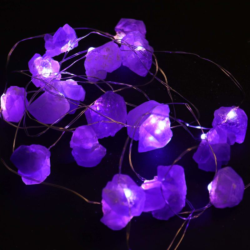 LED Světelný Řetěz s Drahými Kameny - Ametyst