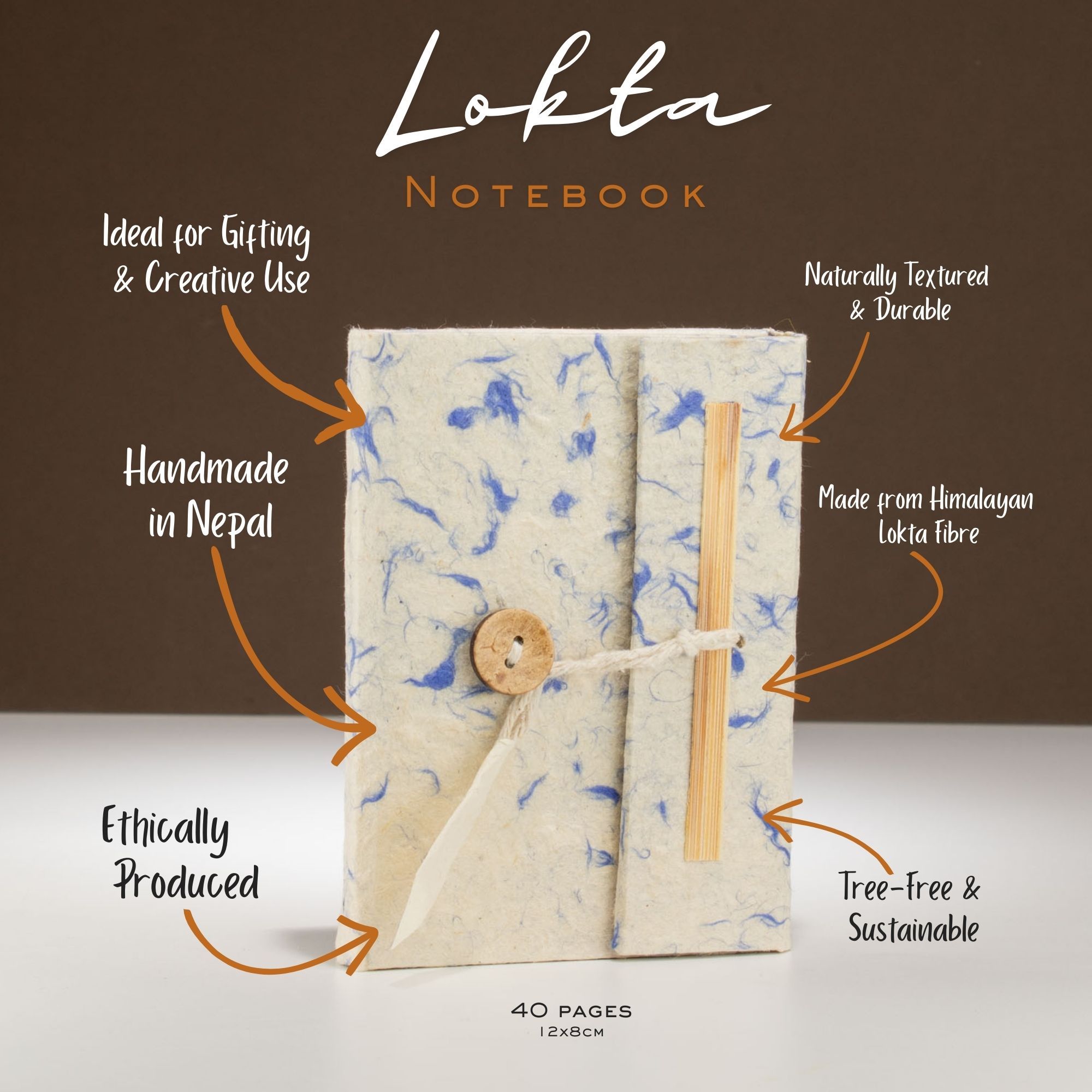 Mini Lokta blandad blå bomull anteckningsbok (12x8cm) 40 sidor