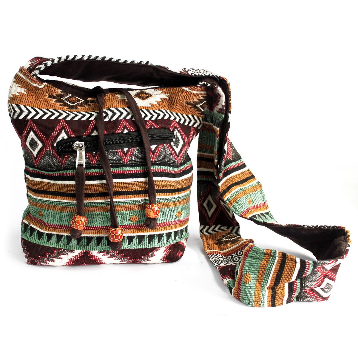 Mala Jacquard – mala a tiracolo cor de chocolate