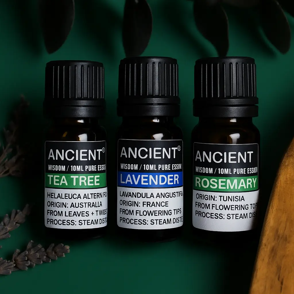 Set of Lavender, Tea Tree & Rosemary Essential Oils - 10ml Each — Essential Oils · GlowDuty apothecary