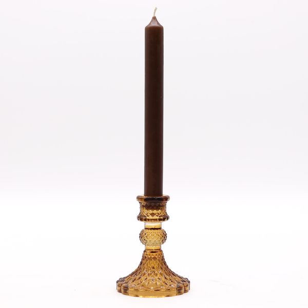 Set of 2 Vintage Dinner Candle Holder -  Antique Amber