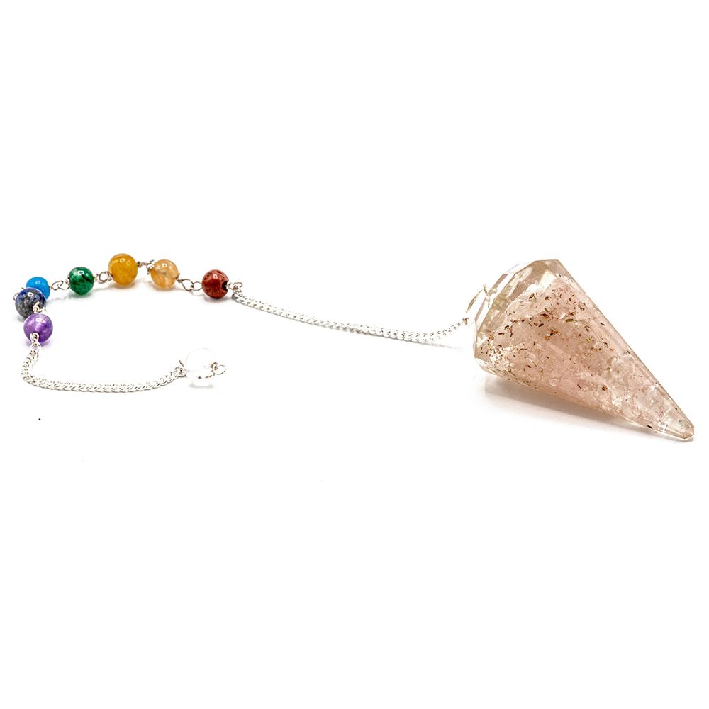 Pêndulo de orgonita Chakra do Poder - Quartzo rosa