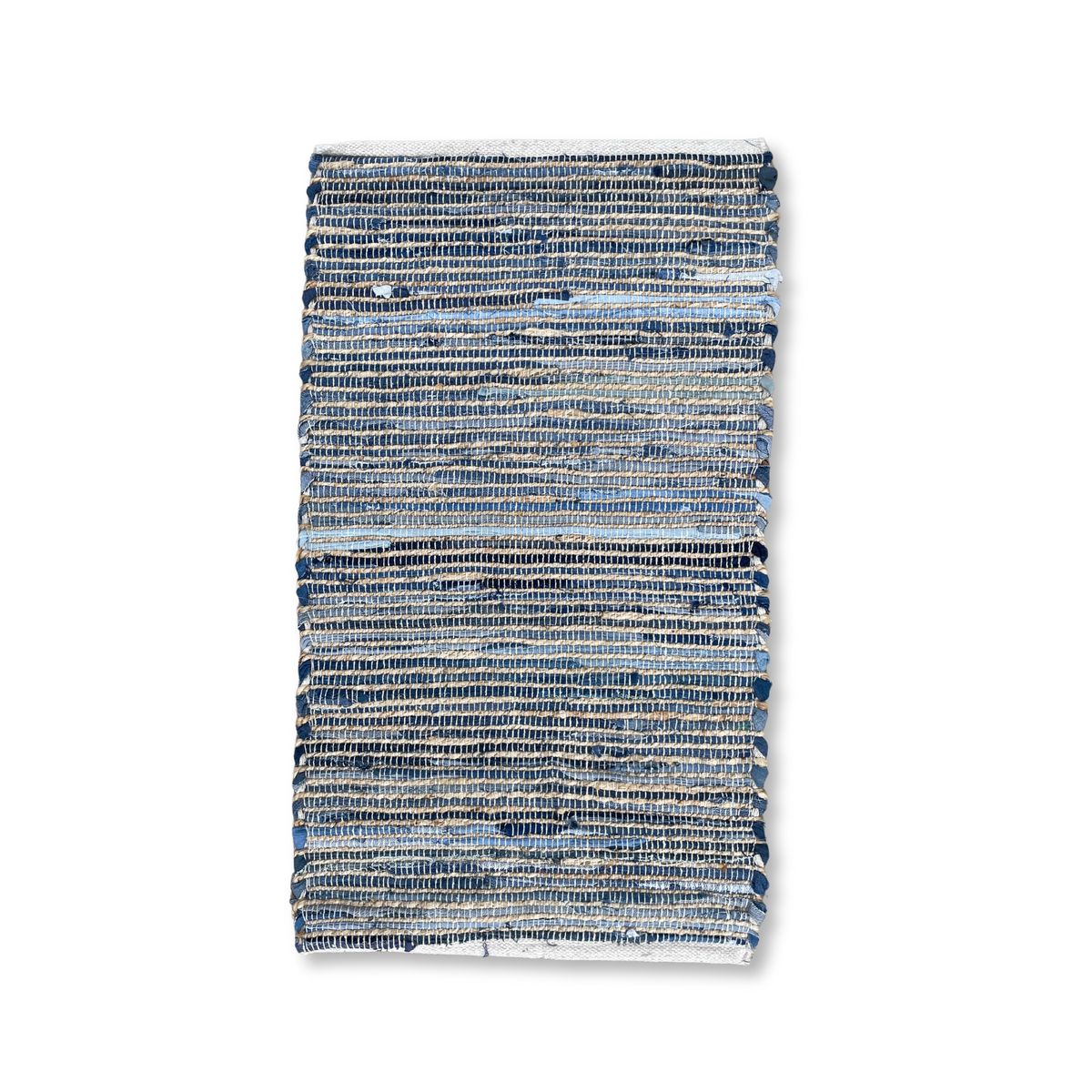 Tapete pequeno de juta de algodão reciclado - 50x90cm - Azul
