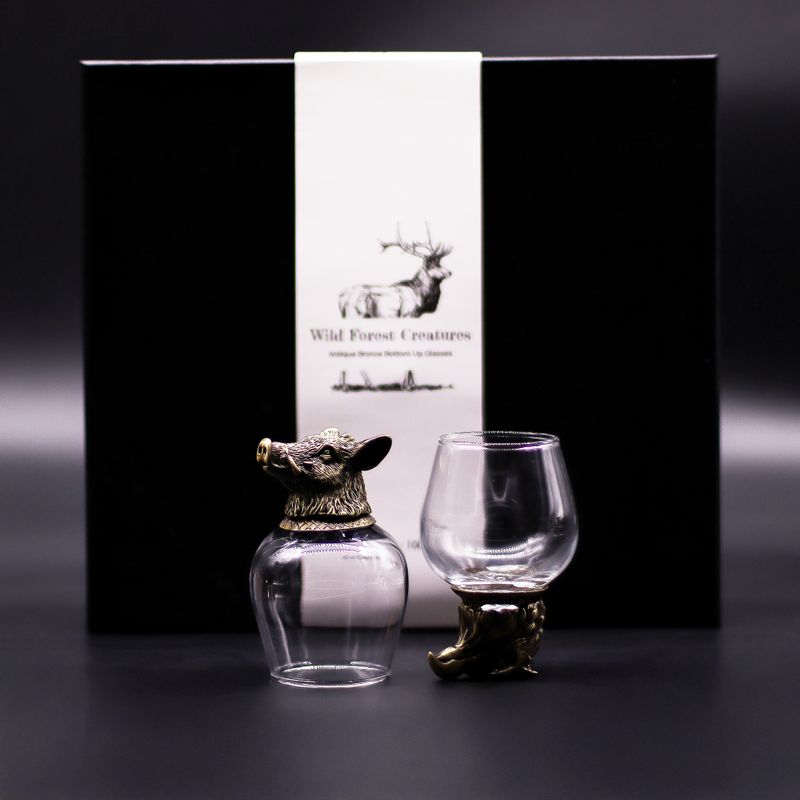 Gift Set of 6 Bottom Up Glasses (100ml) - Wild Forest Creatures