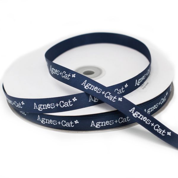 Agnes + Cat Branded Ribbon - Navy (12mm x 90m)