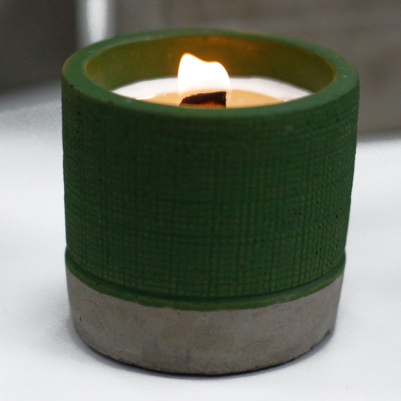Bougie Béton Pot Vert - Herbes