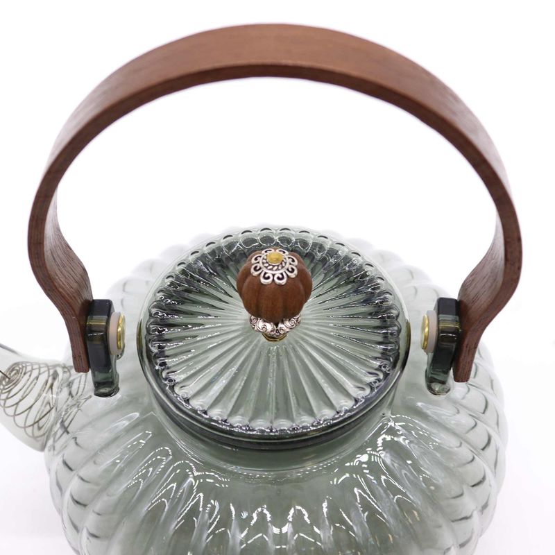 Théière en verre avec infuseur - Perle Rayée Charbon - 950 ml