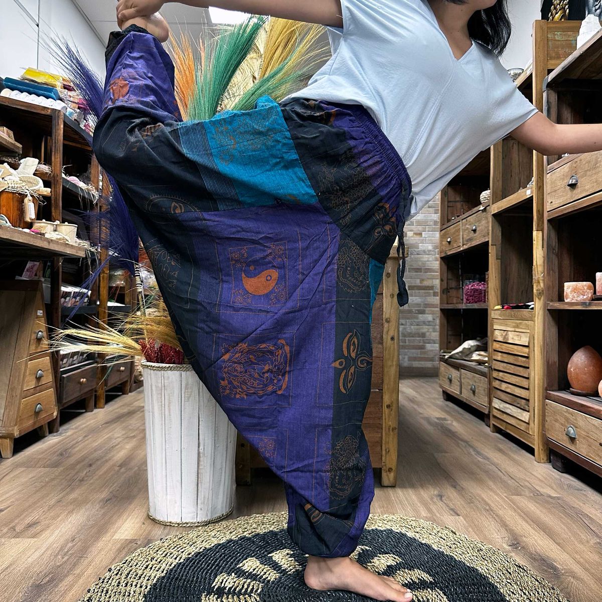Calças de ioga e festivais - Aladdin Himalayan Estampado em roxo