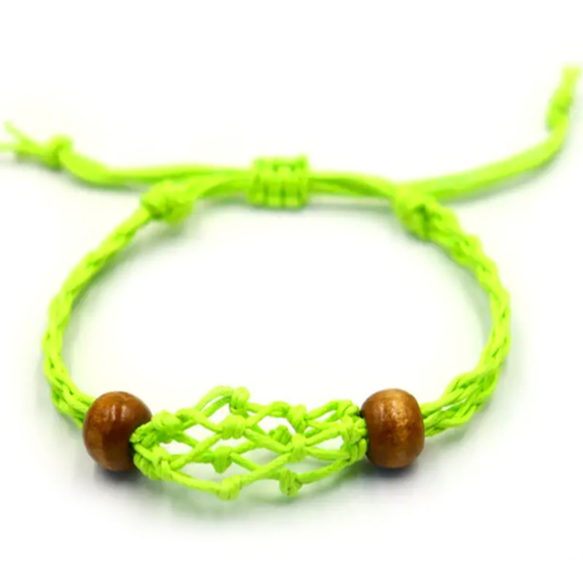 Pulseira de macramé para pedras preciosas 20-28 cm - Verde