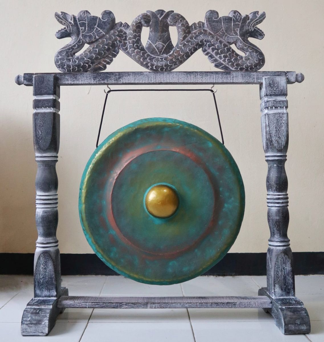 Gongo de Meditação Médio com Suporte - 35 cm - Verde