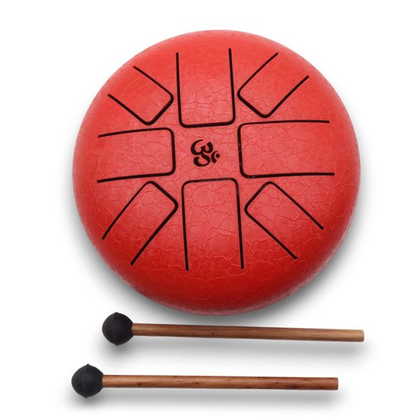 Tambour à Langue en Acier Happy Om Rouge - 16cm