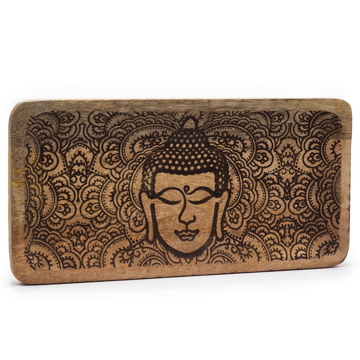 Bandeja comprida 30x15x2,5 cm - Rosto de Buda Preto