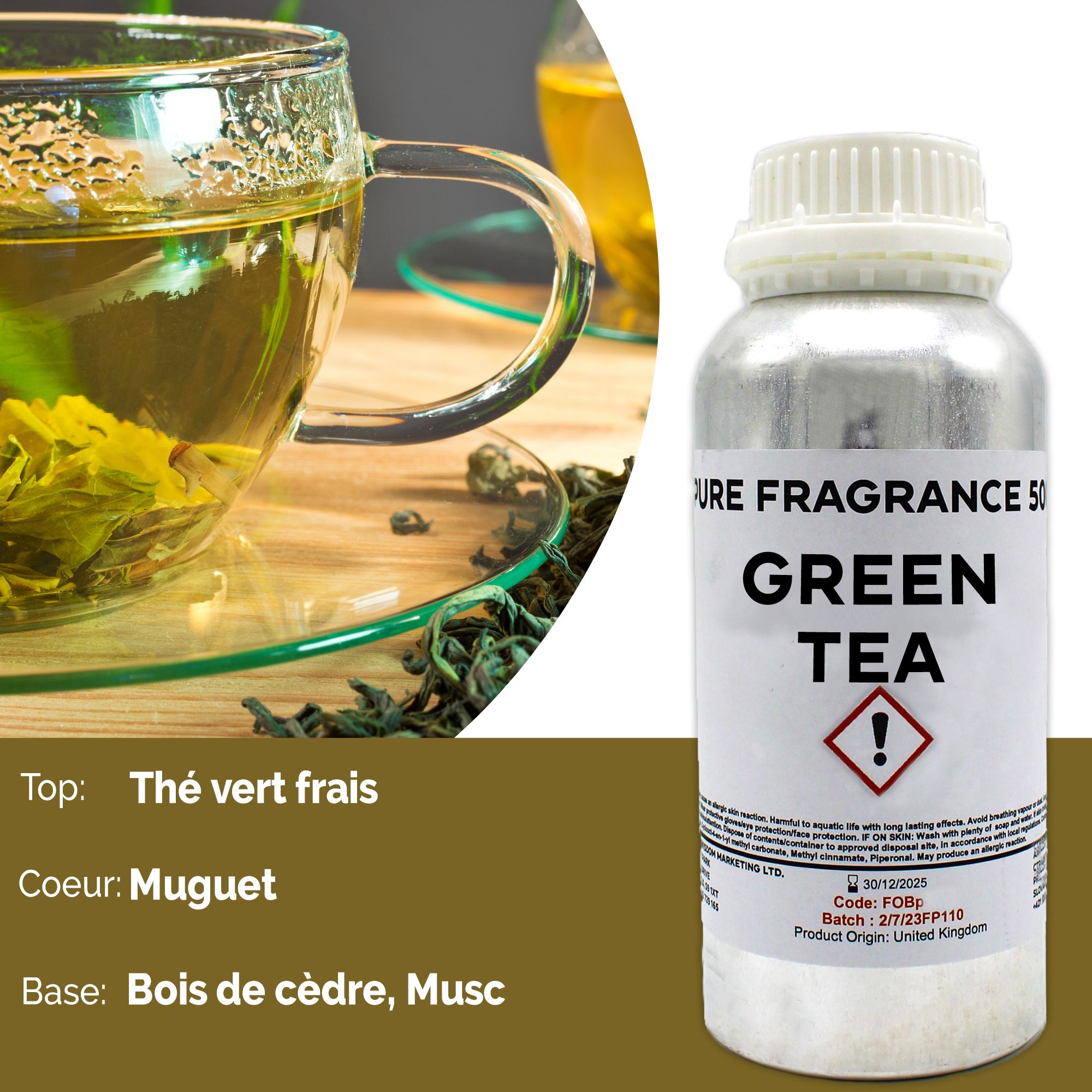 Óleo de Fragrância Puro de Chá Verde - 500 ml