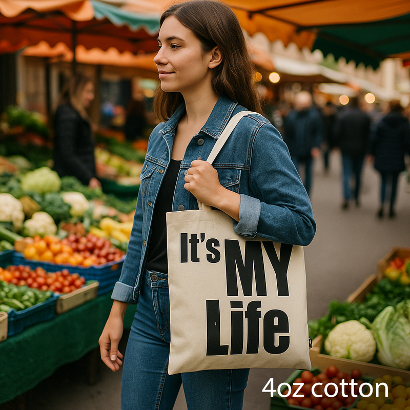 Iconic Basic Tote Bag - IT's MY LIFE - (40x36cm) - Natural 4oz