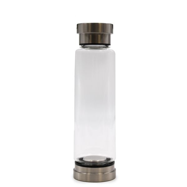 Glass Water Bottle - Metal Base & Lid