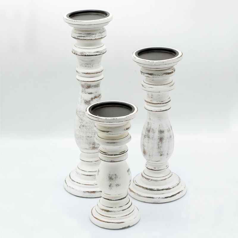 Support de bougie classique - Blanchi - 37x10cm - Grand