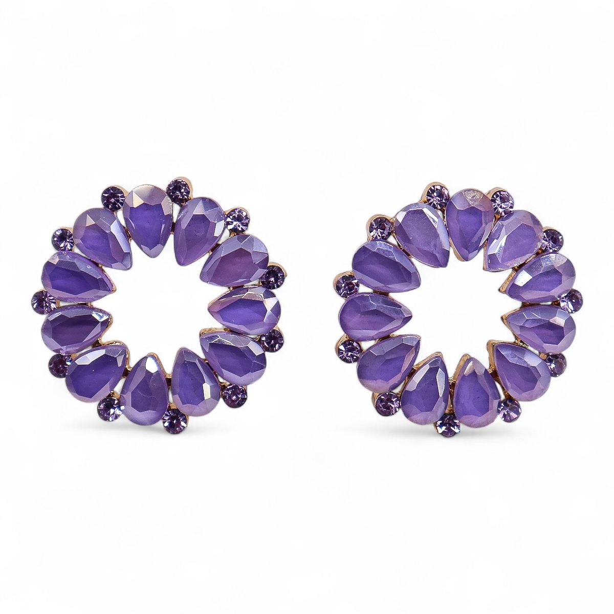 Brincos de Cristal Vintage - Argola - Lavanda