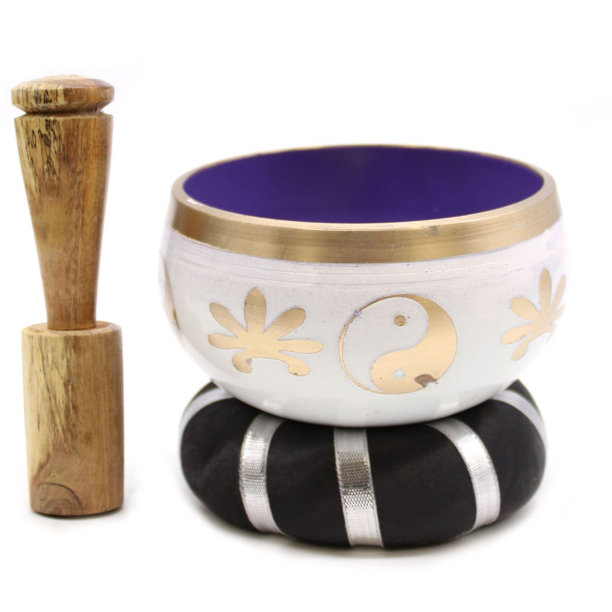Conjunto de Taças Tibetanas - Yin & Yang - Branco/Roxo 10,7 cm