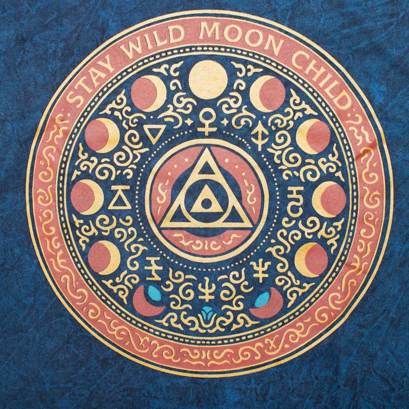 Camiseta de algodón lavado a piedra Nomad Sari - Mantente salvaje, hijo de la luna - Azul - Grande