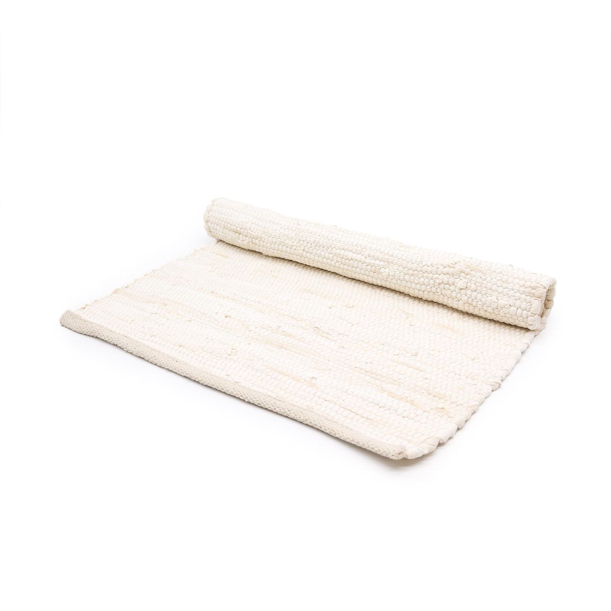 Pequeno tapete indiano de algodão tecido à mão - 50x90 cm - Creme