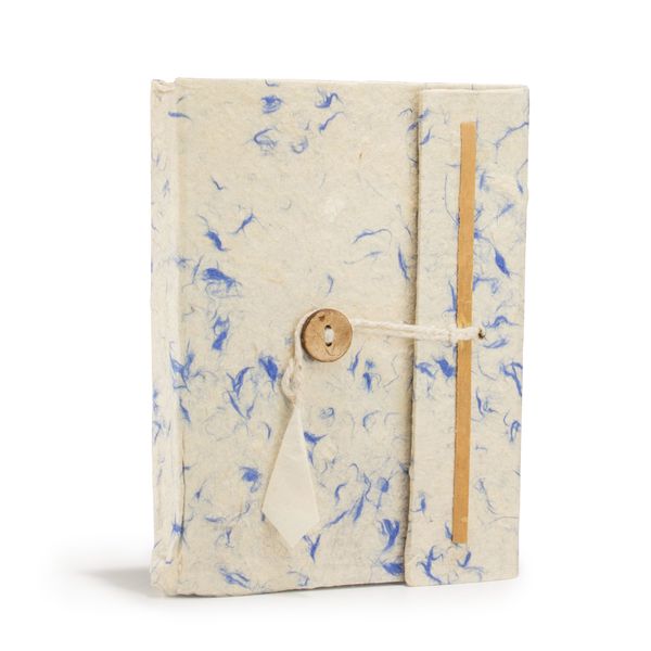 Cuaderno de algodón azul mixto Lokta grande (15x12 cm) - 45 hojas