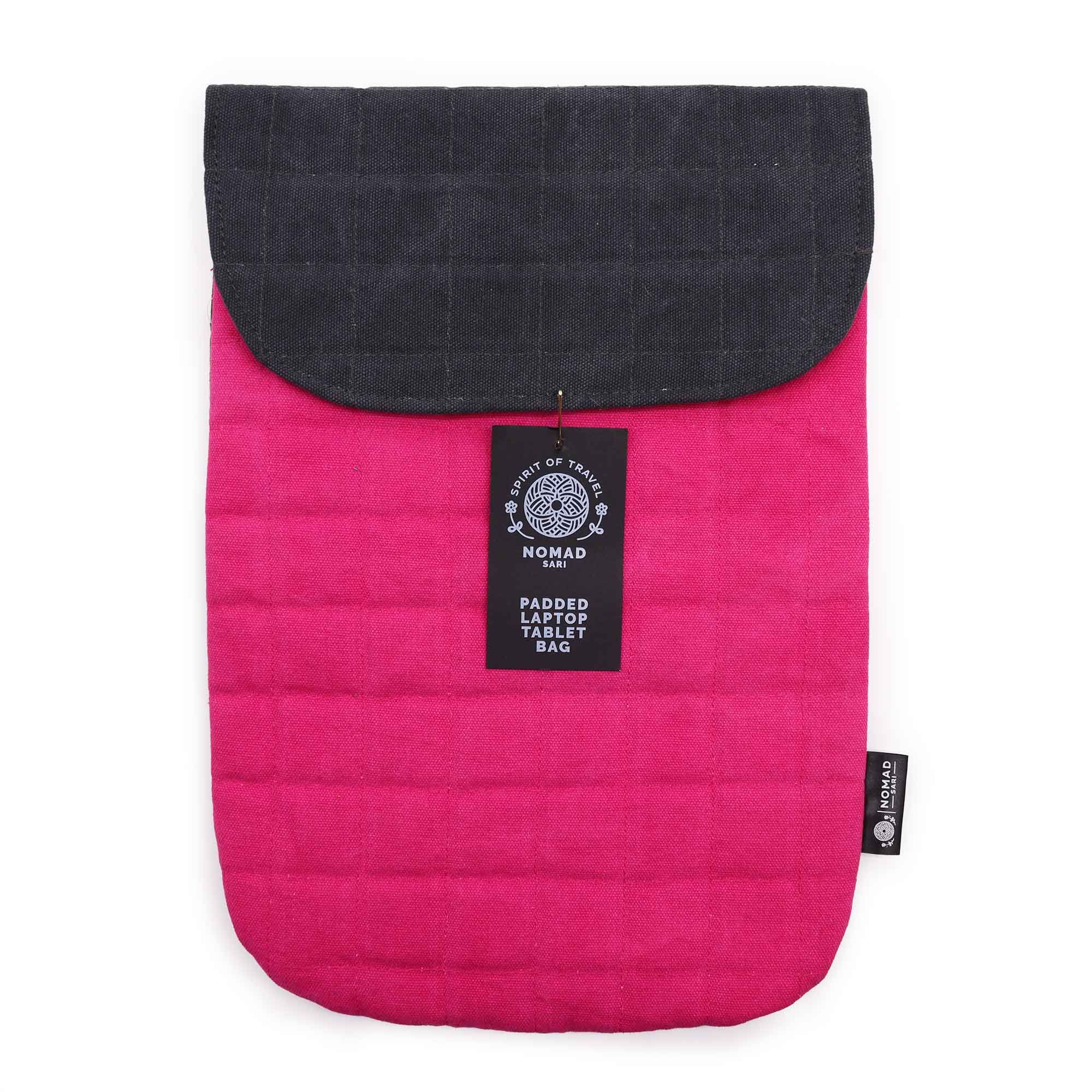 14oz Stonewash Padded Laptop Pouch - Shocking Pink - Up to 13 Inch