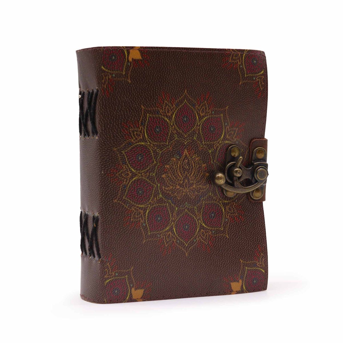 Caderno de couro - Flor de Lótus - 12,5x17,5 cm