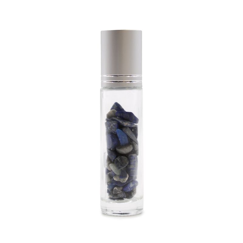 Bouteille Roll-On d'Huile Essentielle avec Gemme - Sodalite - Bouchon Argenté