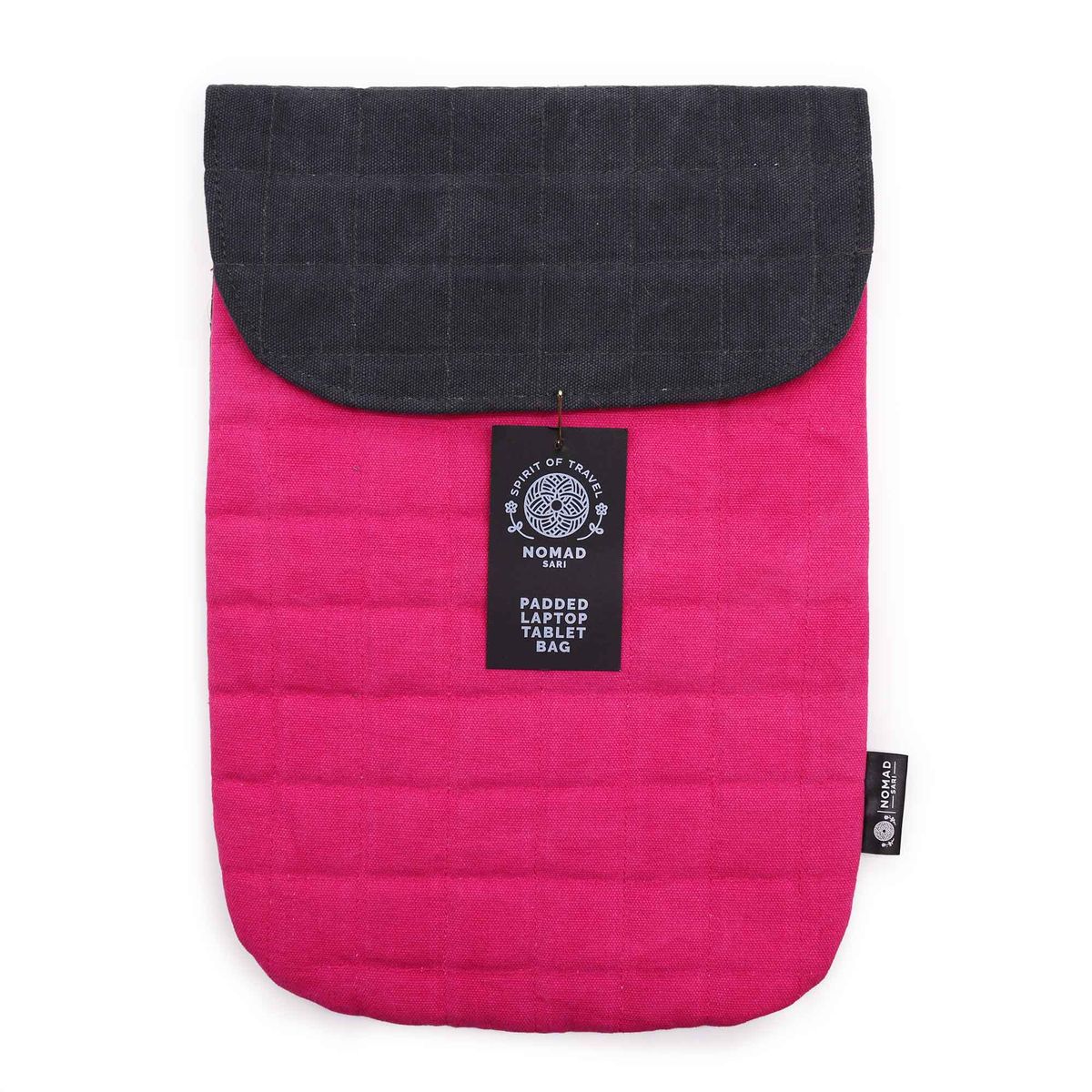 Capa acolchoada para portátil - Rosa choque - Lavagem à pedra de 14 oz