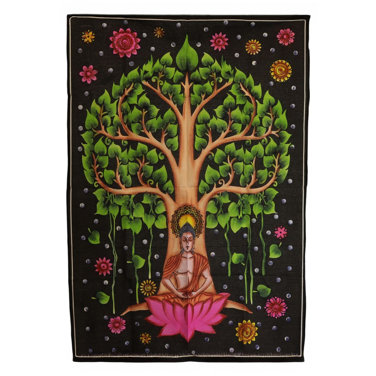 Arte de parede em algodão (70x110 cm) - Árvore Bodhi de Buda