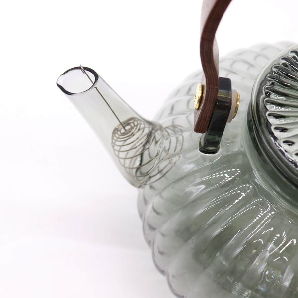 Théière en verre avec infuseur - Perle Rayée Charbon - 950 ml