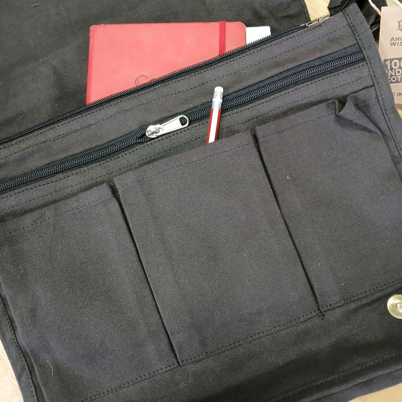 Sacoche d'ordinateur en toile de coton - Charbon