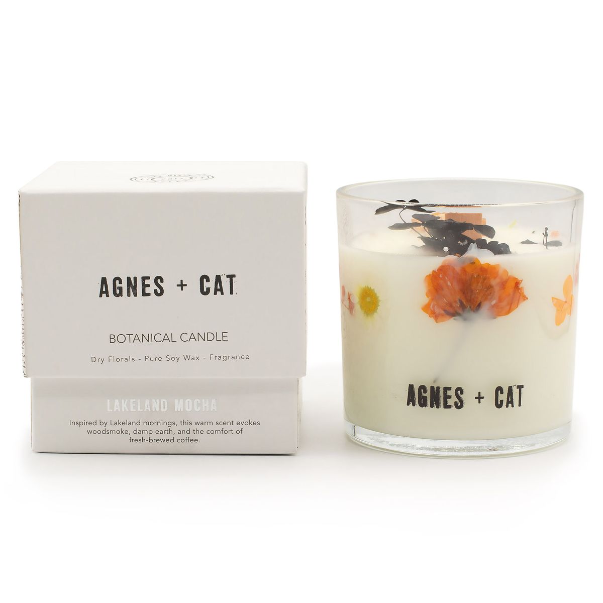 Vela de cera de soja botânica Agnes + Cat - Lakeland Mocha