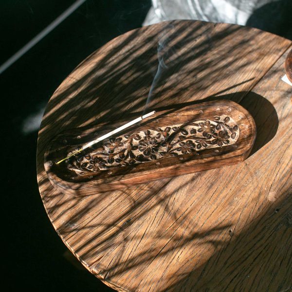 Grand Plateau pour Encens 30x10 cm - Design Floral