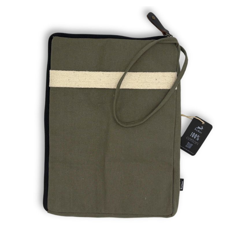 Pochette pour tablette en toile- Olive