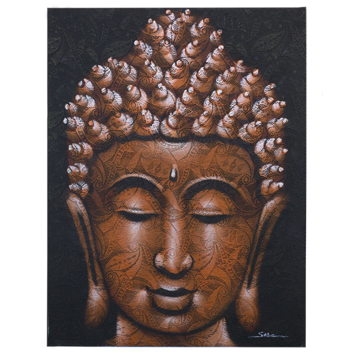 Quadro de Buda - Detalhe do brocado em cobre