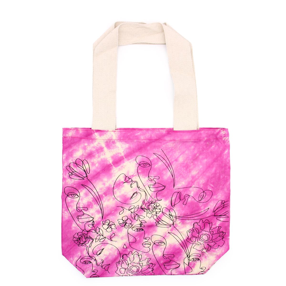 Sacos de Algodão "Tie dye" (170 g) - 38 x 42 x 12 cm - Cara Bonita - Magenta - Alça Natural