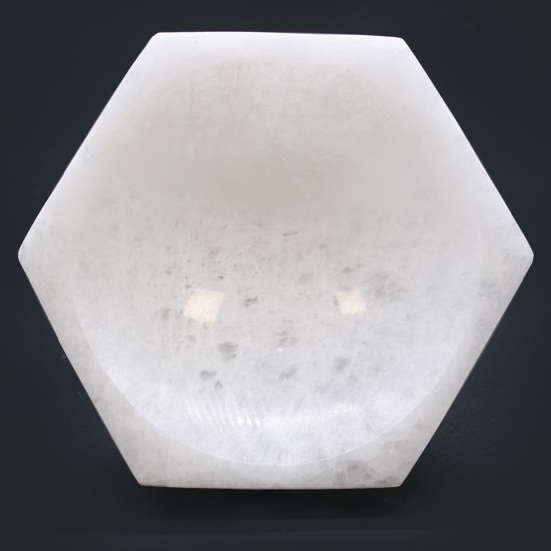 Bol hexagonal en sélénite - 15 cm