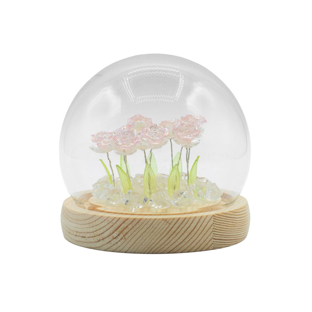 Cúpula de jardim Floral Glow - 10 rosas cor-de-rosa - LED USB