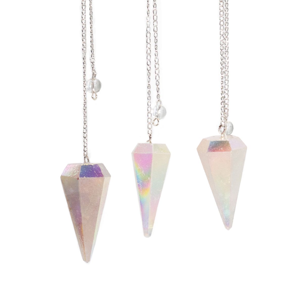 Pêndulo de seis faces - Cristal Aurora Anjo Branco - 4 cm