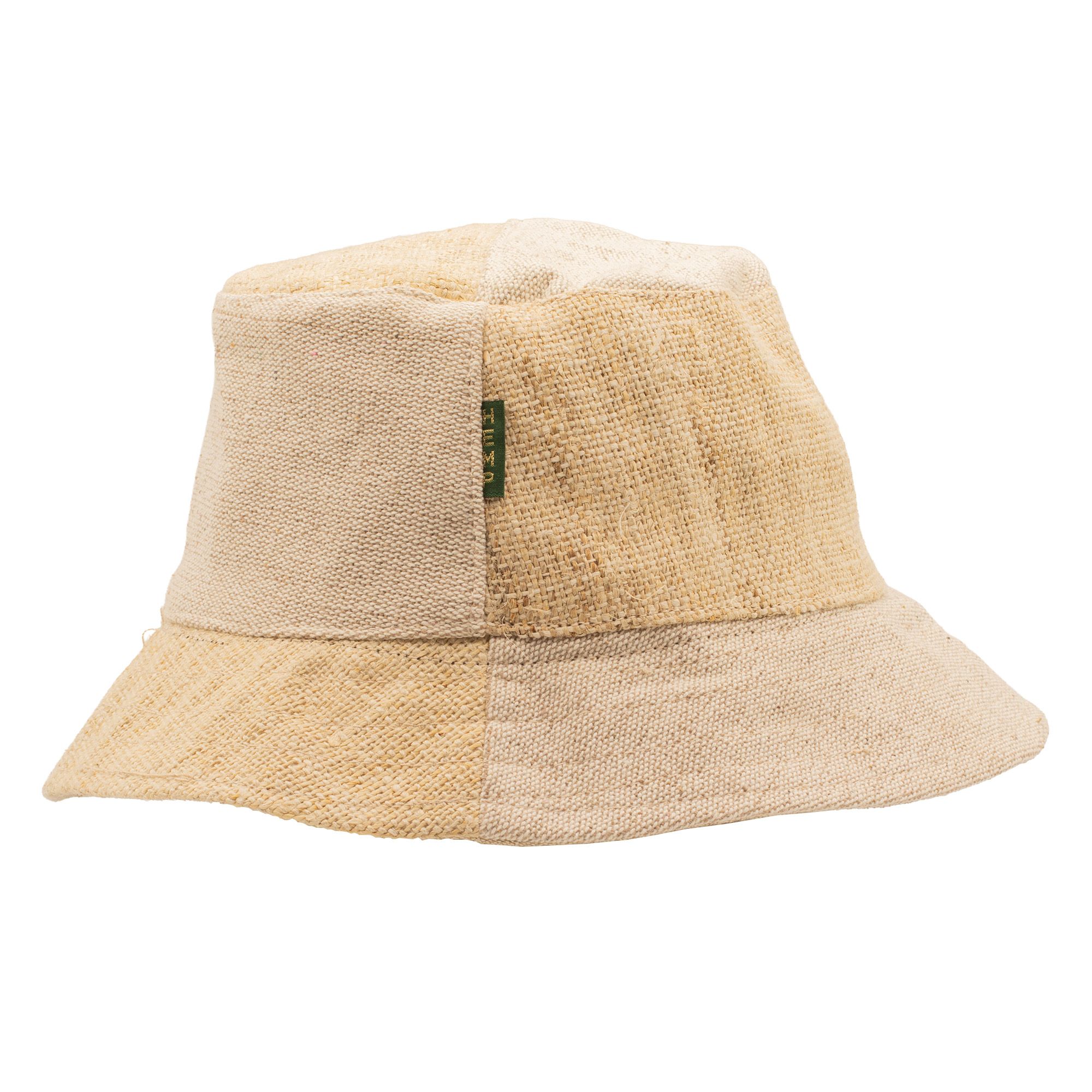 Chapéu boho para festivais em cânhamo e algodão com remendos - Natural