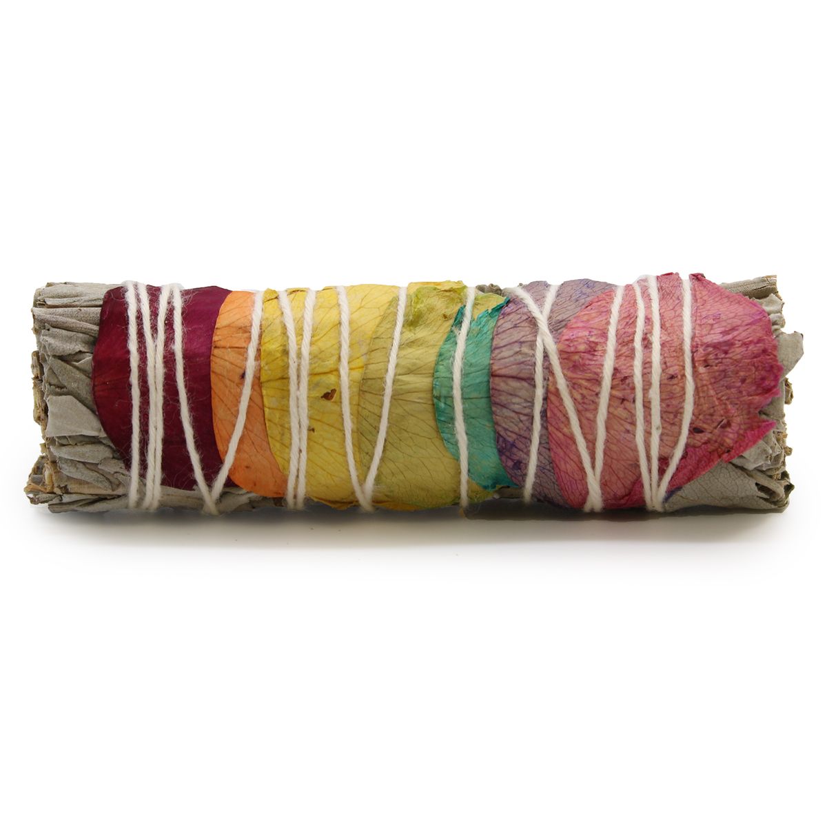 Ramo de ervas - 7 Chakras Sálvia com pétalas de rosa 10 cm