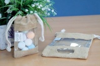 Sacs Pochettes Jute avec fenêtre