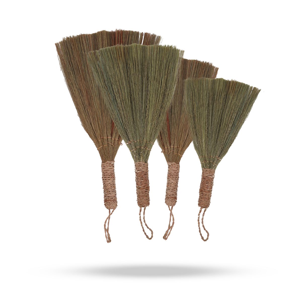 Conjunto de 4 - Vassoura em leque de Pampas - Natural, tamanhos mistos