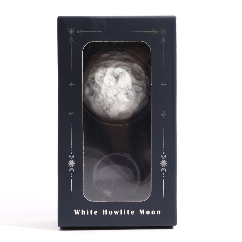 Planète en Howlite Blanc socle Goldstone Pierre de soleil