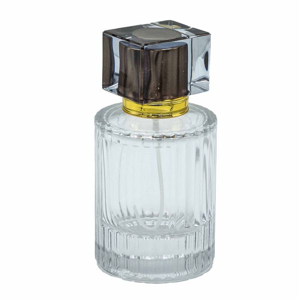 Chocolat - Flacon rond nervuré de 50 ml, spray et bouchon